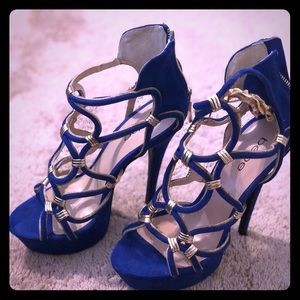 Bebe royal blue cutout stilettos